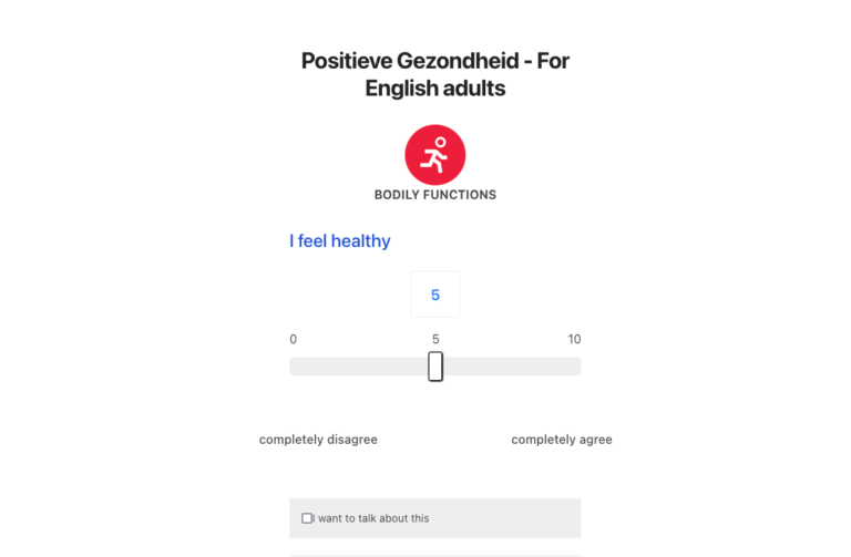 Online Positieve Gezondheid test in het Engels